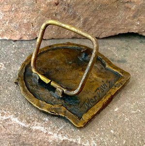 Vitruvian Man Bronze Belt Buckle, Wearable Sculpture