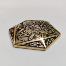 Load image into Gallery viewer, Another angle of the awesome coin I call, The Berserker. Brass and awesomeness. 